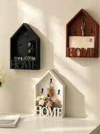 Key Holder Wall Mount, Pine Wood Key Hanger & Mail and Key Organizer for Wall, Decor Plate Hangers for Wall, Multifunctional Home Decor Entryway Key Holder with Shelf for Key & Plant Storage (Black) - Image 5