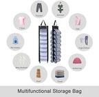 DHSFKBE Legging Organizer Storage, T-Shirt Organizer, Foldable Hanging Closet Organizer, Hanging Clothes Organizer with 16 Roll Compartments for Yoga Clothes, Shirt (Black) - Image 3