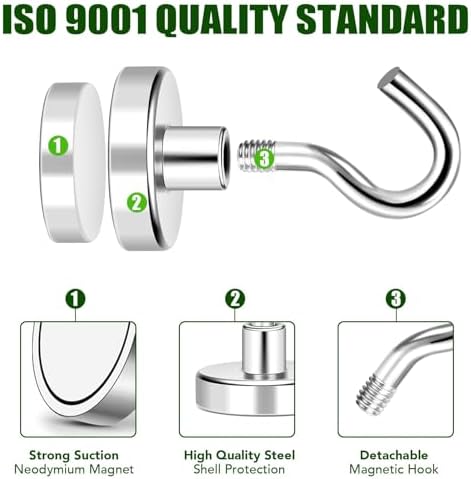 MIKEDE Magnetic Hooks 170lbs Strong Magnets Hook 18 Pack - Image 4