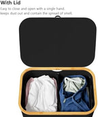 SpaceAid Double Laundry Hamper 2 Section with Lid and Removable Laundry Bags, 160L Clothes Basket with Bamboo Handles, Large Collapsible Hamper for Bedroom, Bathroom, Dorm, Laundry Room - Black - Image 3