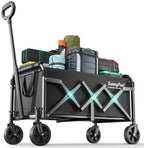 SUNNYFEEL Lightweight Folding Wagon Cart, 350LBS Portable Wagon Carts Foldable for Shopping Camping Garden Beach,Black by SunnyFeelCamping