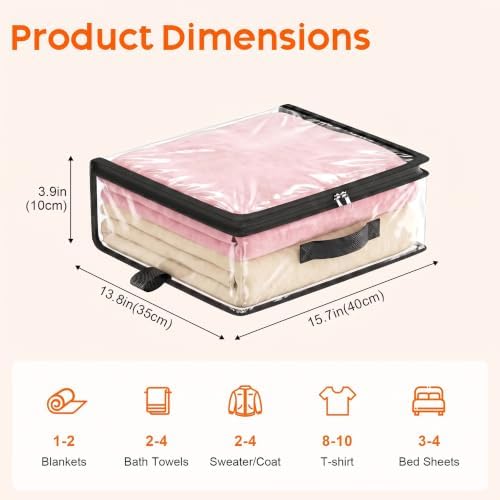 10 Pack Clear Storage Bags with Zipper Handle, Sheet Organizers and Storage - Image 4