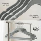 Utopia Home Velvet Hangers, Grey, 150 Pack | Luxury Non-Slip Slim Pant & Coat Hangers | Strong Space-Saving Clothes Hangers | 360° Swivel Hook - Image 3