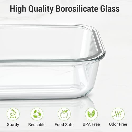10 Sets 36 oz & 12 oz Glass Food Storage Containers with lids, Purple - Image 3