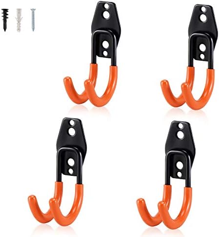AOBEN Garage Hooks Heavy Duty, Steel Garage Storage Hooks, Utility Tool Hangers and Combinable Wall Mount for Organizing Ladders, Bikes, Hoses, and More Equipment (Small J, 4 Pack) by AOBEN