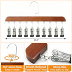 2-Pack Pants Hangers with Clips – 10 Clips Each, Space Saving Closet Organizer Hanger for Leggings, Jeans, Hats, Shorts, Belts, Scarves – Closet Organizer (2, Brown) - Image 2