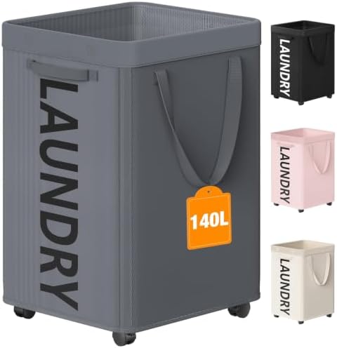 Optish 140L Extra Large Laundry Basket with Wheels and Removable Bag by Optish