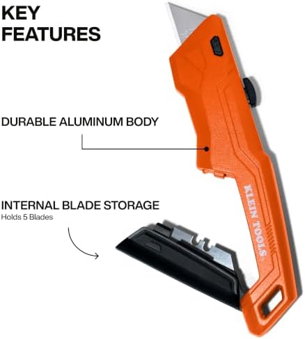 Klein Tools 44312 2-Piece Folding Utility Knife and Slide-Out Knife Set, FLICKBLADE, Retractable with On-Tool Blade Storage, Includes 5 Blades - Image 3
