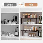 STORAGE MANIAC Expandable Cabinet Organizer Shelf, Set of 4, Brown - Image 4