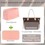 Doxo Purse Organizer Insert for Handbags & Base Shaper 2pc Set, Felt Neverfull MM Organizer Insert, Tote Bag Organizer with Zipper Pocket and Bottle Holder, Fit Speedy 30 Neverfull MM and More,Pink-L - Image 3