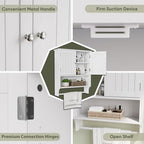 Smuxee White Bathroom Cabinet Wall Mounted with Towels Bar, Bathroom Medicine Cabinet with 2 Door Adjustable Shelves, Over Toilet Cabinet for Bathroom Laundry Room Kitchen - Image 5