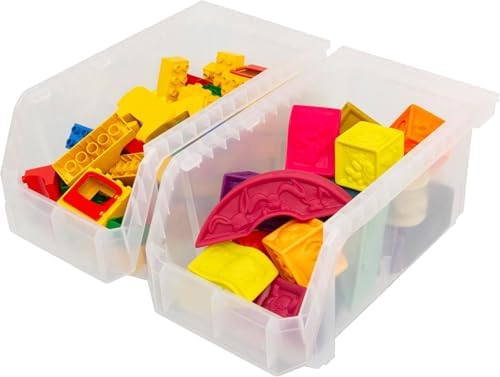 Akro-Mils ReadySpace Large Stackable Plastic Storage Bins, 6-Pack, Clear - Image 7