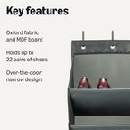 Amazon Basics 8 Tier Over the Door Shoe Organizer, Large Capacity Space Saving Hanging Shoe Storage for Closet and Dorm, Dark Grey - Image 2