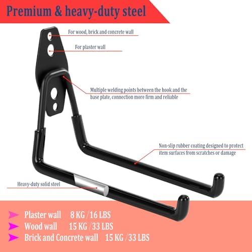 4 Pack Garage Hooks Heavy Duty, 7.4 inch Large Square Utility Hooks - Image 3