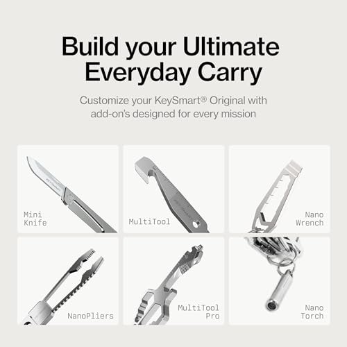 KeySmart Original Key Holder - Compact Key Organizer for Key Chain, Minimalist Clutter-Free EDC Keychains Key Ring, Red Forged Carbon Fiber, 14 Keys - Image 5