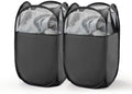 TECHMILLY Pop Up Foldable Laundry Basket, Mesh Laundry Hamper with Reinforced Handles for Dirty Clothes Storage in Dorm, Laundry Room, Bathroom, Black(Fabric), 2 Pack by TECHMILLY