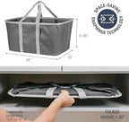 CleverMade Collapsible Fabric Laundry Baskets - Foldable Pop Up Storage Container Organizer Bags - Large Rectangular Space Saving Clothes Hamper Tote with Carry Handles, Pack of 2, Charcoal - Image 2