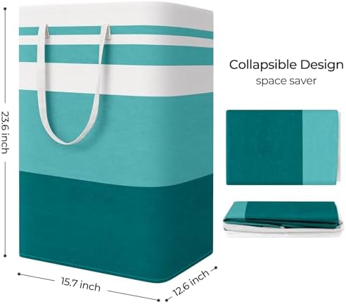 StorageRight Laundry Basket Hamper, 75L Collapsible Clothes Storage, Green - Image 2
