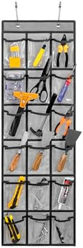 Over Door Hanging Tool Storage Bag Wall Mounted Screw Organizer Garage Accessories Organization with Clear Pockets (18 pockets) by TEMUORG