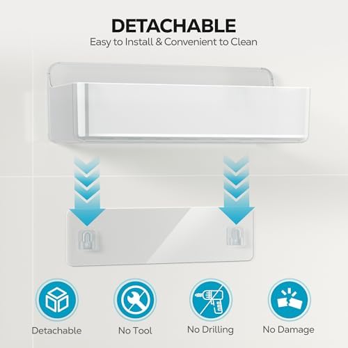Nieifi Adhesive Shower Shelves, Clear, 4 Pieces - Image 5