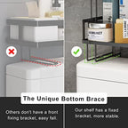 FLOLXNB Over The Toilet Storage Shelf, 2-Tier Bathroom Storage Organizer Upgrade Punch-Free Toliet Storage Shelf, Home Storage Rack with Hooks Shelf,Black - Image 4