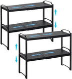 4 Pack Kitchen Cabinet Shelves Organizers, Kitchen Counter Storage Shelf Spice Rack, Expandable Length, Adjustable Height, Stackable, Sturdy 30LBS Bearing, Small Cupboard Tabletop Organizer Shelf Rack by X-cosrack