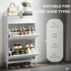 Shoe Cabinet with 2 Flip Drawers, Narrow Entryway Rack, White - Image 3