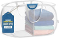 Handy Laundry Collapsible Laundry Basket, 2-Compartment Mesh Hamper – Foldable, Space-Saving, Lightweight & Durable with Handles for Dorm, Travel, Laundry Room, Apartment – White by Handy+Laundry