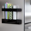 Magnetic Acrylic Straw Holder for Fridge - 5 Slot Sturdy Kitchen Organizer, Adhesive-Free Refrigerator Storage for Metal, Glass, Silicone Straws & Utensils (Separate unit Black-Magnetic Type-5C) by ENESNES
