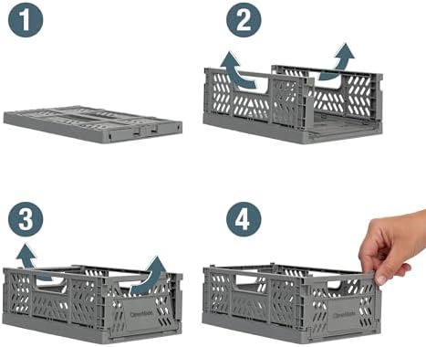 CleverMade Collapsible Mini Storage Crates, 6 Pack Organizers, 3 Sizes - Image 5