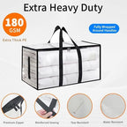 16 Pack-Extra Large Heavy Duty Moving Bags - Waterproof Storage Totes with Handles & Zippers, Foldable for College Dorm, Storage (Clear) - Image 6