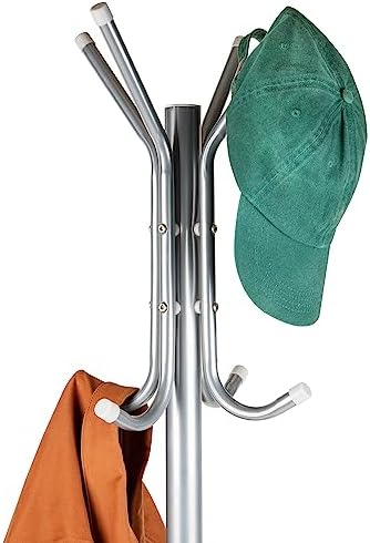 Mind Reader Freestanding Coat Rack, Multi-Tier Organizer for Office and Entryway, Metal, Silver - Image 4
