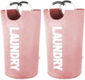 2-Pack Large Laundry Basket, Laundry Hamper Bag with Handles, 95L Pink by SweetMemoLiving