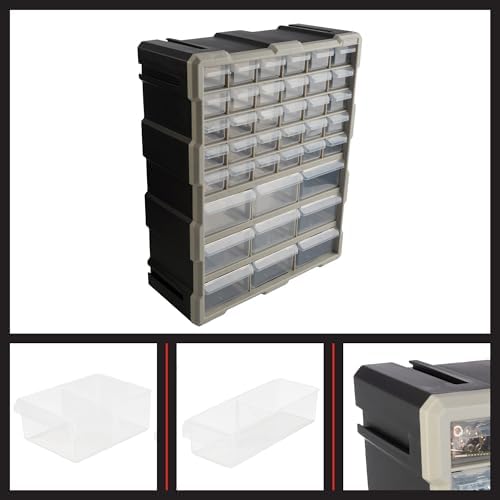 Stalwart 39-Drawer Plastic Small Parts Organizer, Black - Image 6
