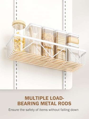 Delamu Adjustable Over the Door Pantry Organizer, 9-Tier Metal Pantry Organization and Storage for Kitchen, Hanging Spice Rack Seasoning Shelves, Cabinet Door Organizer for Easy Install, 16" White - Image 4