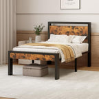 Sweetcrispy Twin 14 Inch Platform Bed Frame with Headboard & Storage, Rust by Sweetcrispy