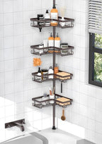 KEGII 4-Tier Corner Shower Caddy Tension Pole, Bathroom Shelf, Bronze by KEGII