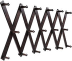Homode Accordion Wall Hanger, Hat Hangers Wall Mounted, Wood Accordian Coat Rack with 17 Hooks, Expandable Peg Rack Wall Organizer for Hanging Baseball Caps, Hats, Purse, Coffee Cup, Bag, Walnut - Image 4