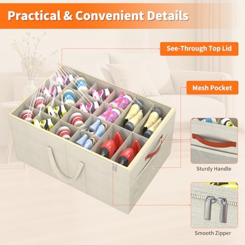 Aokeyee 2 Pack Shoe Organizer for Closet, Large Shoe Storage Box, Beige - Image 4