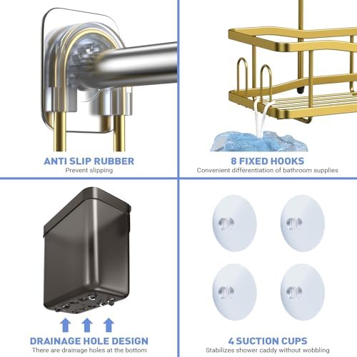 Hanging Shower Caddy Over Shower Head - No Drill Rustproof Shower Rack - Image 5