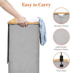 Lifewit 105L Laundry Basket with Lid, Clothes Hampers for Laundry with Bamboo Handles and 1 Removable Bag, Large Foldable Laundry Hamper for Bedroom, Bathroom, Dorm, Laundry Room, Light Gray - Image 5