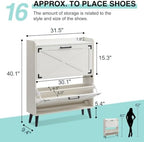 Barnyatoh Farmhouse Shoe Storage Cabinet with 2 Flip Drawers & Barn Door - Image 2