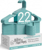 Aqua Plastic Hangers 22 Pack - 10 lb Heavy Duty Aqua Clothes Hangers Set - 0.20" Slim & Space Saving Closet Organizer Plastic Coat Hangers, Coastal Nursery Essentials by TheBoringHangers