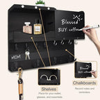 Key Holder Wall Mount with Shelf, Key Hooks for Wall, Black - Image 4
