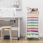 Rolling Storage Cart, Rainbow Cart with 8 Drawers and Wooden Tabletop, Teacher Organization for Classroom, Art Cart for Classroom,Office,Bedroom,Rainbow - Image 2