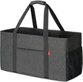 LHZK Standing Extra Large Utility Tote Bag with Metal Wire Frame and the Sides Rinforced, Extra Large Tote Bag with Handle, Reusable Grocery Bags Foldable, Beach Bag, Car Tote (Grey) by LHZK