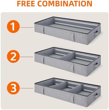 Side-Supported Underbed Storage Containers, 6 Inch 60L Clothes Storage Bin | Underbed Storage Bin with Sturdy Sidewalls, Closet Organizer for Clothes, Blankets, Seasonal Items, Linen Gray, 2 Pack - Image 4