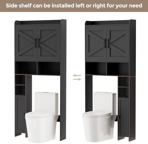 Homhedy Wooden Over The Toilet Storage Cabinet with Barn Door - Image 5