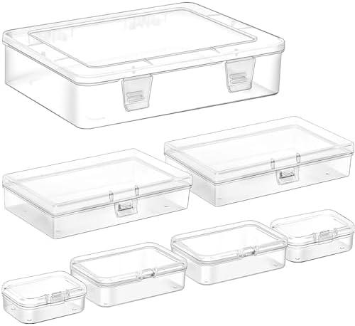 Clear Small Plastic Storage Containers with Lids, 7 Pack by Jutieuo