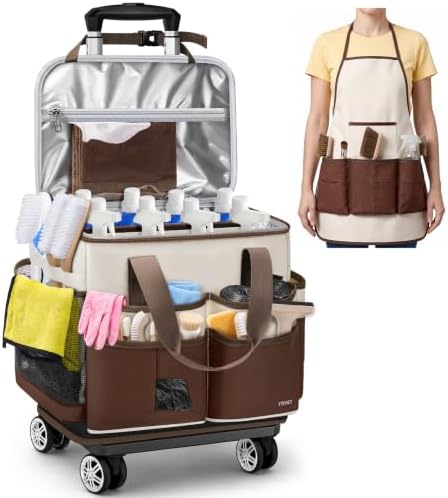 Ytonet Cleaning Caddy with 4 Spinner Wheels, Rolling Cleaning Caddy Bag by YTONET